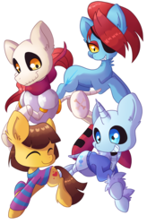 Size: 1205x1841 | Tagged: safe, artist:blazemizu, pony, crossover, frisk, papyrus (undertale), ponified, sans (undertale), simple background, transparent background, undertale, undyne