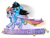 Size: 1400x1050 | Tagged: safe, artist:iheartjapan789, oc, oc only, oc:andrea, oc:glittering cloud, pegasus, pony, unicorn, banner, duo, female, hashtag, mare, ponies riding ponies, riding, simple background, transparent background