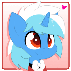Size: 600x600 | Tagged: safe, artist:sohmasatori, part of a set, oc, oc only, oc:mr. rain, pony, unicorn, animated, clothes, commission, gif, heart, male, smiling, solo, stallion, ych result