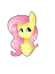 Size: 1200x1600 | Tagged: safe, artist:tiasophia12, fluttershy, g4, bust, chest fluff, female, looking away, looking up, portrait, simple background, smiling, solo, transparent background