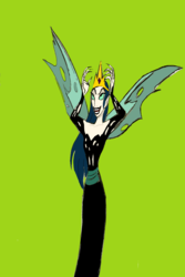 Size: 1542x2312 | Tagged: safe, artist:darthcraftus, queen chrysalis, human, g4, crown, humanized, jewelry, regalia, simple background, winged humanization, wings