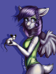 Size: 1000x1300 | Tagged: safe, artist:candyflora, oc, oc only, pegasus, rat, anthro, anthro oc, female, mare, solo