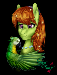 Size: 4000x5241 | Tagged: safe, artist:candyflora, oc, oc only, parrot, pony, absurd resolution, female, jewelry, mare, necklace, solo