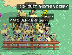 Size: 378x290 | Tagged: safe, derpy hooves, pony, pony town, g4, derp, derpception, derpies, herd, multeity, unstoppable force of derp
