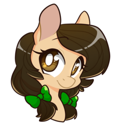 Size: 1174x1273 | Tagged: safe, artist:lolopan, oc, oc only, earth pony, pony, bow, bust, hair bow, portrait, smiling, solo