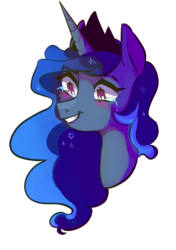 Size: 665x945 | Tagged: safe, artist:catzino, princess luna, alicorn, pony, g4, blushing, female, grin, smiling, solo