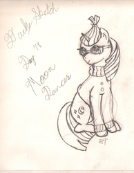 Size: 1313x1695 | Tagged: safe, artist:silversthreads, moondancer, pony, unicorn, g4, clothes, daily sketch, female, glasses, mare, sketch, solo, sweater, traditional art