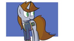 Size: 1920x1080 | Tagged: safe, artist:provolonepone, oc, oc only, oc:littlepip, pony, unicorn, fallout equestria, abstract background, clothes, cutie mark, fanfic, fanfic art, female, horn, jumpsuit, mare, pipbuck, solo, vault suit