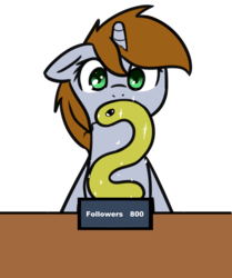Size: 949x1137 | Tagged: safe, artist:neuro, oc, oc only, oc:littlepip, pony, snake, unicorn, fallout equestria, danger noodle, female, floppy ears, mare, simple background, solo, sparkles, tongue out, transparent background, tumblr, wide eyes