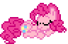 Size: 96x62 | Tagged: safe, artist:botchan-mlp, pinkie pie, earth pony, pony, g4, animated, cute, desktop ponies, diapinkes, eyes closed, female, gif, mare, open mouth, pixel art, prone, simple background, sleeping, smiling, snoring, solo, sprite, transparent background