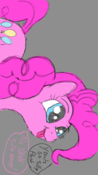Size: 1440x2560 | Tagged: safe, artist:legendoflink, pinkie pie, earth pony, pony, g4, blue eyes, cute, diabetes, dialogue, digital art, female, happy, sideways image, silly, sketch, solo, tongue out