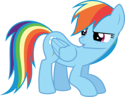 Size: 8247x6400 | Tagged: safe, artist:parclytaxel, rainbow dash, pegasus, pony, g4, tanks for the memories, .svg available, absurd resolution, crouching, duckface, female, lidded eyes, looking back, mare, rainbow dash is not amused, simple background, solo, transparent background, unamused, vector