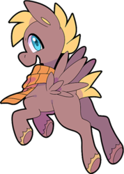 Size: 229x322 | Tagged: safe, artist:zhampy, oc, oc only, pegasus, pony, clothes, scarf, smiling, solo