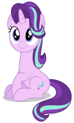 Size: 2409x4000 | Tagged: safe, artist:mrlolcats17, starlight glimmer, pony, unicorn, g4, the crystalling, c:, cute, female, glimmerbetes, raised hoof, simple background, sitting, smiling, solo, transparent background, vector