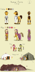 Size: 1700x3500 | Tagged: safe, artist:phuocthiencreation, pony, clothes, colt, dress, ear piercing, earring, female, filly, jewelry, male, mare, nomad, piercing, raised hoof, reference sheet, stallion, tent