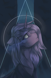 Size: 2193x3327 | Tagged: safe, artist:orfartina, oc, oc only, pony, unicorn, abstract background, bust, clothes, female, high res, mare, portrait, solo