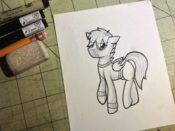 Size: 2592x1936 | Tagged: safe, artist:sodanium, oc, oc only, pony, clothes, solo, sweater, traditional art