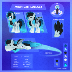 Size: 1024x1024 | Tagged: safe, artist:sugguk, oc, oc only, oc:midnight lullaby, bat pony, pony, eyes closed, female, flying, mare, reference sheet, smiling, solo, wings