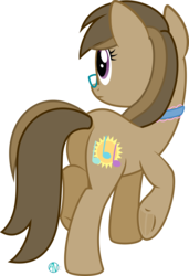 Size: 2000x2916 | Tagged: safe, artist:arifproject, oc, oc only, oc:dawnsong, earth pony, pony, g4, butt, choker, cutie mark, female, frog (hoof), glasses, high res, mare, plot, raised hoof, raised leg, rear view, simple background, solo, transparent background, underhoof, vector