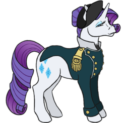 Size: 552x542 | Tagged: safe, artist:quoting_mungo, rarity, pony, unicorn, g4, female, hair bun, hat, military uniform, napoleon bonaparte, simple background, solo, transparent background