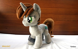 Size: 800x500 | Tagged: safe, artist:egalgay, oc, oc only, oc:littlepip, pony, unicorn, fallout equestria, fanfic, female, handmade, irl, mare, photo, pipbuck, plushie, solo