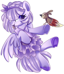 Size: 1024x1194 | Tagged: safe, artist:mizuunie, oc, oc only, oc:windyana, bird, pony, clothes, dress, solo