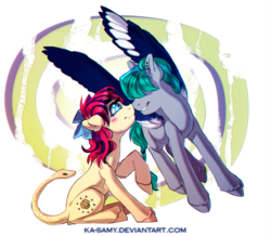 Size: 1000x870 | Tagged: safe, artist:ka-samy, oc, oc only, earth pony, pegasus, pony, duo, female, mare