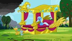 Size: 1280x720 | Tagged: safe, screencap, snails, snips, trixie, pony, unicorn, g4, magic duel, colt, male, trixie's fans, trixie's slaves