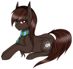 Size: 3888x3656 | Tagged: safe, artist:cannoncar, oc, oc only, oc:joypad, pegasus, pony, art trade, clothes, female, heterochromia, high res, mare, prone, scarf, simple background, solo, transparent background