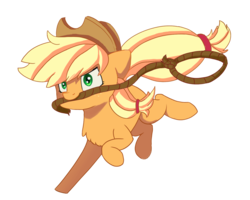 Size: 1500x1200 | Tagged: safe, artist:kameomia, applejack, earth pony, pony, g4, .psd available, female, lasso, mouth hold, rope, running, simple background, solo, transparent background