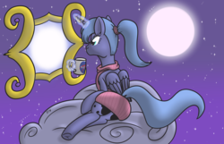 Size: 3111x2000 | Tagged: safe, artist:dsninja, princess luna, pony, g4, backless, clothes, exploitable, female, high res, moon, open-back sweater, ponytail, sleeveless sweater, solo, sweater, transparent, virgin killer sweater, voyeurism