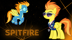 Size: 1920x1080 | Tagged: safe, artist:templarhappy, spitfire, pony, g4, clothes, goggles, simple background, spitfire's tie, sunglasses, uniform, vector, wallpaper, whistle, wonderbolts dress uniform, wonderbolts uniform