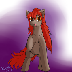 Size: 1280x1280 | Tagged: safe, artist:silver tracer, artist:silver-draws-ponies, oc, oc only, oc:orchid blossom, earth pony, pony, amber eyes, red mane, simple background, solo