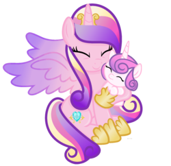 Size: 1720x1664 | Tagged: safe, artist:little903, princess cadance, princess flurry heart, alicorn, pony, g4, baby, baby pony, eyes closed, holding a pony, mother and daughter, simple background, transparent background, vector