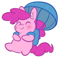 Size: 900x900 | Tagged: safe, artist:dailypinkiepie, pinkie pie, earth pony, pony, g4, cute, diapinkes, eyes closed, female, parachute, simple background, smiling, solo, transparent background