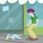 Size: 146x146 | Tagged: safe, screencap, indigo wreath, dog, equestria girls, g4, music to my ears, my little pony equestria girls: rainbow rocks, blue dog, clothes, looking down, necktie, pants, picture for breezies, shoes, sneakers