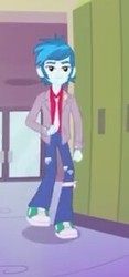Size: 148x315 | Tagged: safe, screencap, thunderbass, equestria girls, g4, music to my ears, my little pony equestria girls: rainbow rocks, background human, clothes, jacket, male, necktie, pants, shoes, short, sneakers, solo, walking