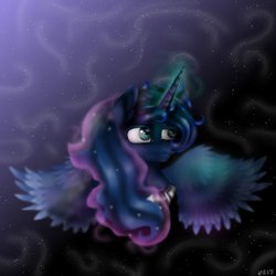 Size: 1024x1024 | Tagged: safe, artist:neonspirit17, princess luna, alicorn, pony, g4, bust, female, portrait, solo, spread wings