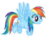 Size: 150x120 | Tagged: safe, artist:obsessedwithspace, rainbow dash, pony, g4, animated, female, gif, solo