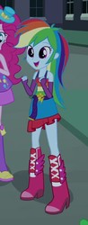 Size: 246x626 | Tagged: safe, screencap, pinkie pie, rainbow dash, equestria girls, g4, balloon, boots, cute, dashabetes, fall formal outfits, female, hat, high heel boots, solo, top hat