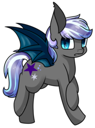 Size: 1069x1445 | Tagged: safe, artist:cloureed, oc, oc only, bat pony, pony, colored wings, female, hand on arm, looking at you, mare, shy, simple background, solo, spread wings, standing on two hooves, transparent background, wings
