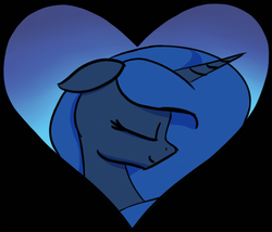 Size: 830x709 | Tagged: safe, artist:mr.mass, princess luna, pony, g4, eyes closed, female, heart, missing accessory, smiling, solo