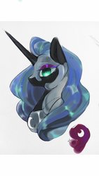 Size: 720x1280 | Tagged: safe, artist:goldenrainynight, nightmare moon, alicorn, pony, g4, bust, doodle, female, portrait, solo