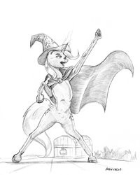Size: 1024x1281 | Tagged: safe, artist:baron engel, trixie, pony, g4, bipedal, both cutie marks, cape, chest, clothes, female, grayscale, hat, magic, monochrome, open mouth, pencil drawing, rearing, solo, traditional art, trixie's cape, trixie's hat