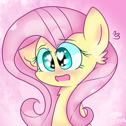 Size: 720x720 | Tagged: safe, artist:windymils, fluttershy, g4, cute, female, heart eyes, open mouth, shyabetes, signature, simple background, solo, wingding eyes