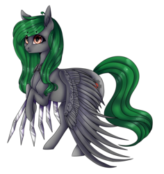 Size: 2227x2359 | Tagged: safe, artist:nightstarss, oc, oc only, oc:toxic gears, pegasus, pony, amputee, augmented, female, high res, mare, prosthetic limb, prosthetic wing, prosthetics, simple background, solo, transparent background