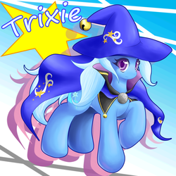 Size: 2000x2000 | Tagged: safe, artist:ragurimo, trixie, pony, unicorn, g4, alternate design, cape, clothes, female, hat, high res, looking at you, raised hoof, solo, trixie's cape, trixie's hat