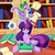 Size: 2000x2000 | Tagged: safe, artist:ragurimo, spike, twilight sparkle, dragon, pony, unicorn, g4, annoyed, bed mane, book, dragon hat, dragons riding ponies, duo, fangs, female, golden oaks library, letter, looking up, mare, messy mane, music notes, open mouth, raised eyebrow, riding, singing, sitting, speech bubble, spike riding twilight, thought bubble, unicorn twilight