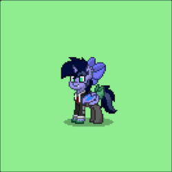 Size: 480x480 | Tagged: dead source, safe, artist:php142, oc, oc only, oc:purple flix, bat pony, pony, pony town, animated, bow, clothes, ear piercing, earring, fancy, gif, jewelry, looking at you, loop, necktie, one eye closed, piercing, smiling, socks, solo, wink