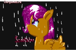 Size: 610x405 | Tagged: safe, artist:au32033, scootaloo, pegasus, pony, g4, crying, female, rain, sad, solo
